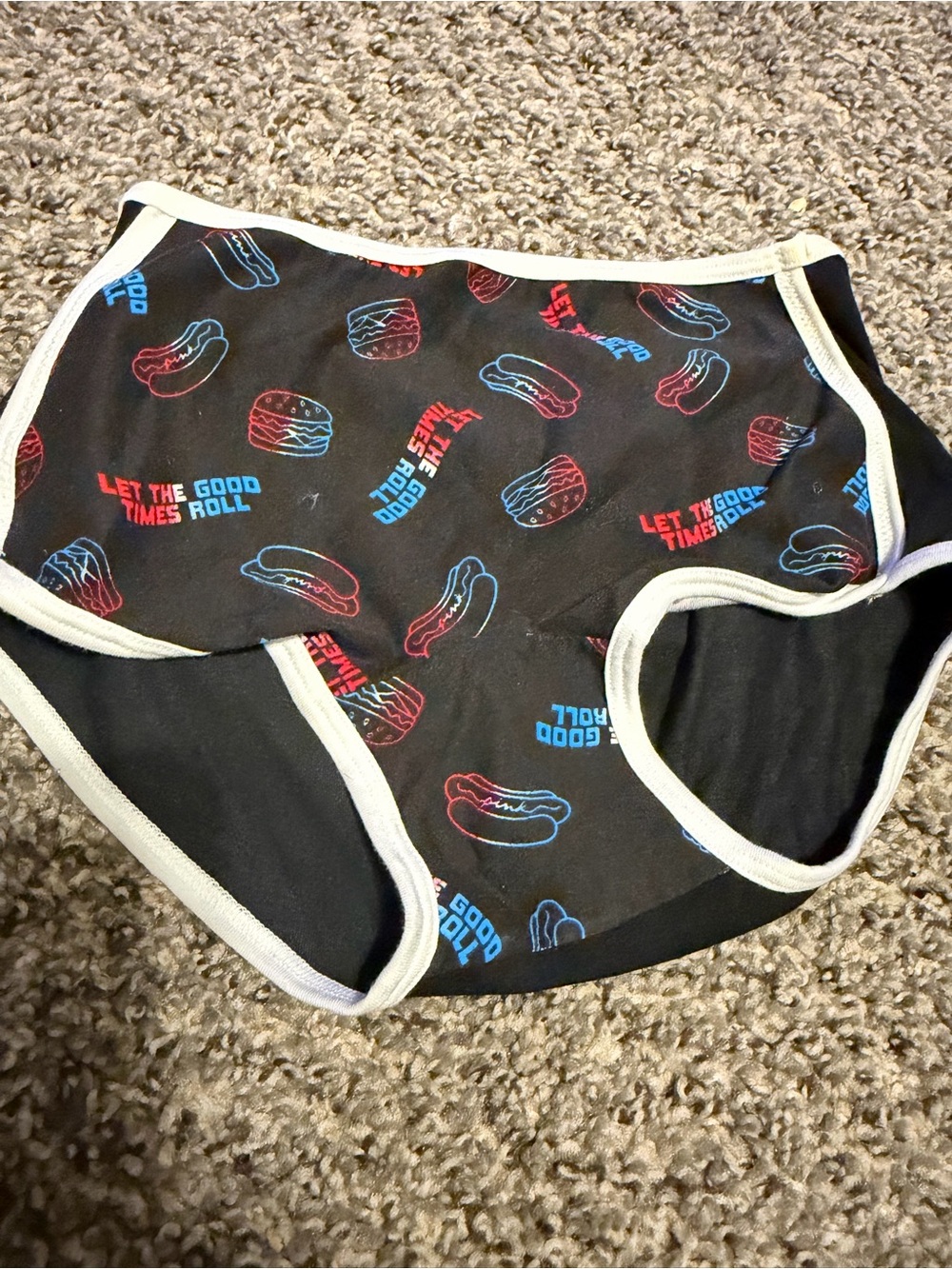 PINK Victoria's Secret Black Kids Briefs with Red & Blue Print